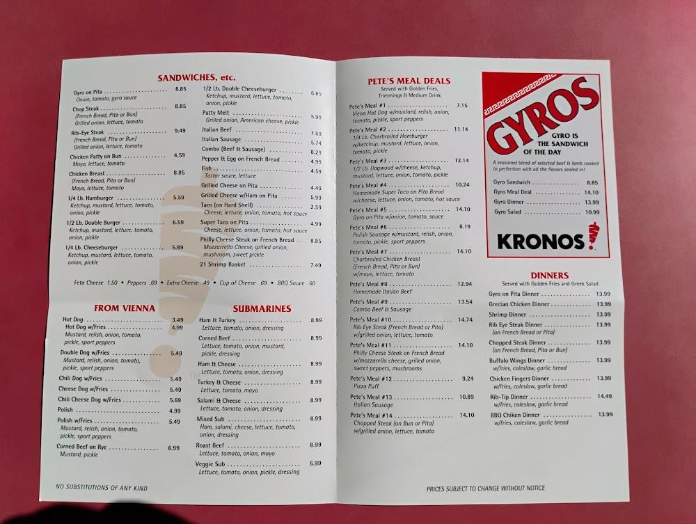 Pete's Red Hots Menu image 1